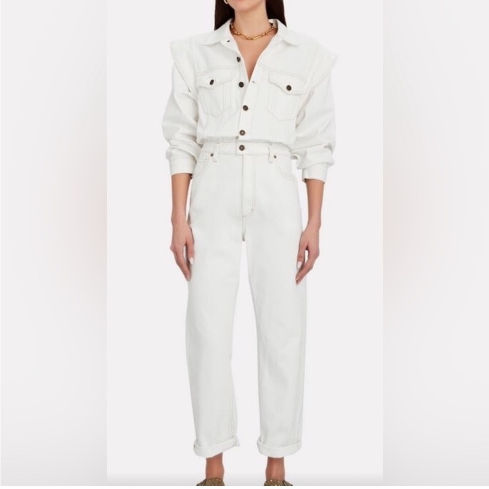 NWT Agolde Reyna Extended Shoulder Jumpsuit White Porcelin size 2 small